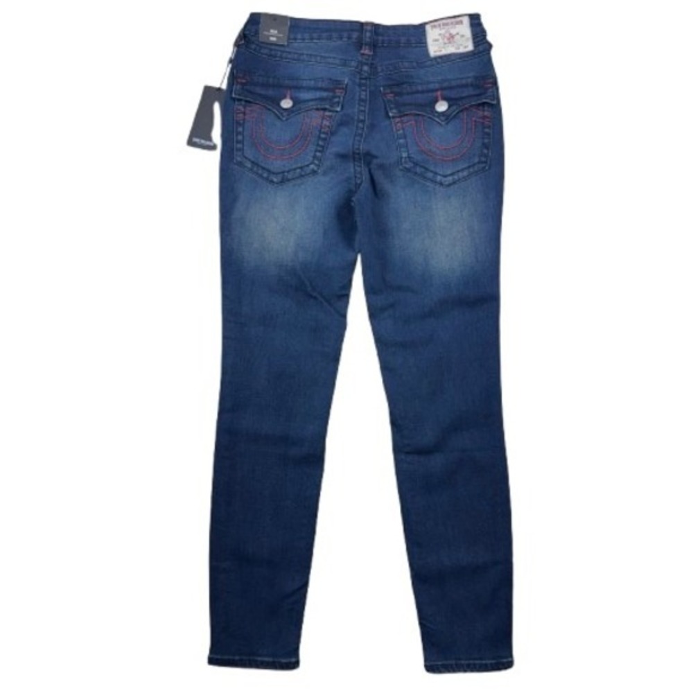 True Religion Halle Big T HR Flap Skinny‎ Jeans Dark Rejuvenating Wash Size 30 - Picture 2 of 9